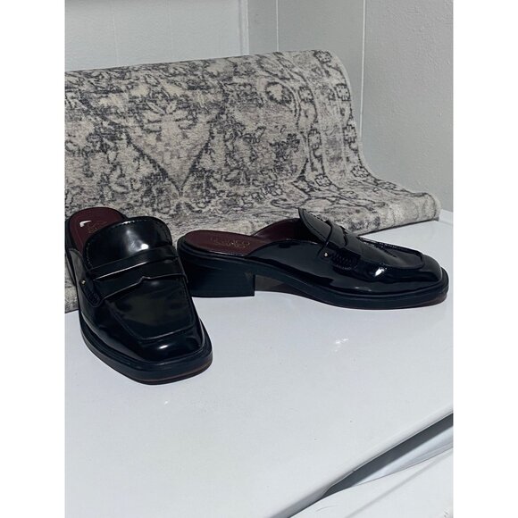 Franco Sarto GENNY Penny Loafer Mule in Black Patent Size  7 - Picture 4 of 7
